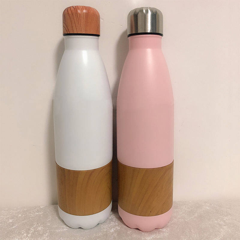 500ml Thermos Bottle Stainless Steel Cola Shape Bamboo Bottle Travel Vacuum Insulated Flask Eco Friendly