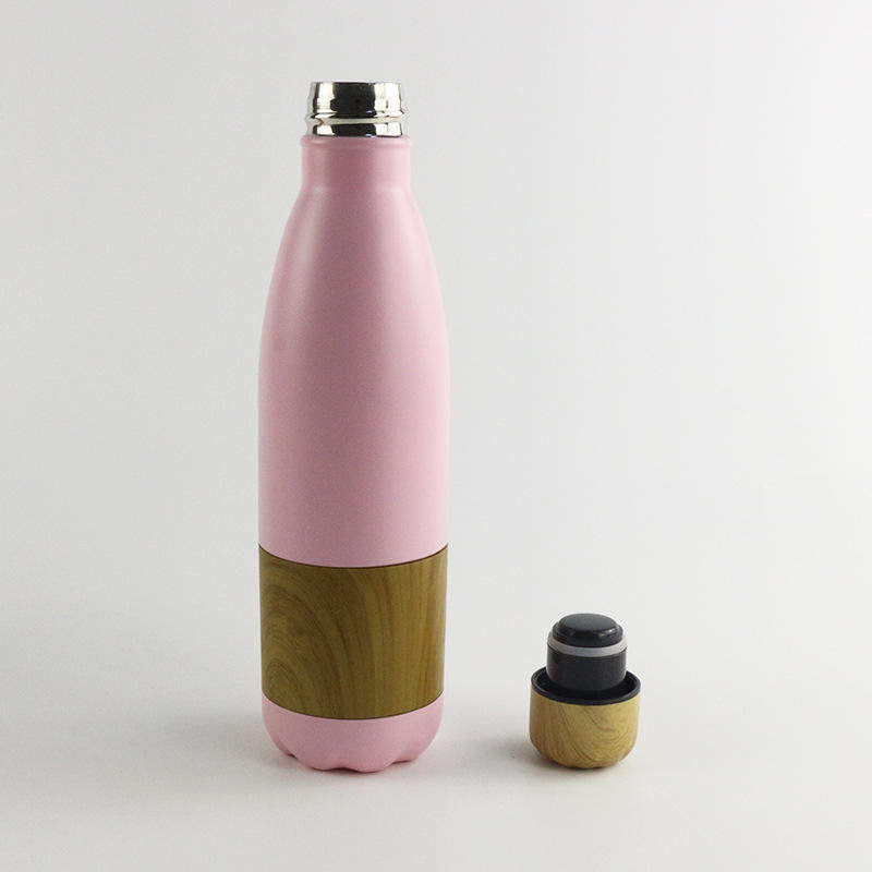 500ml Thermos Bottle Stainless Steel Cola Shape Bamboo Bottle Travel Vacuum Insulated Flask Eco Friendly