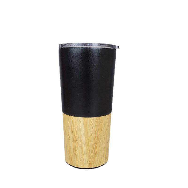 20oz Insulated Tumbler Stainless Steel With Bamboo Shell Thermos Bamboo Coffee Cup Travel Mug With Lid