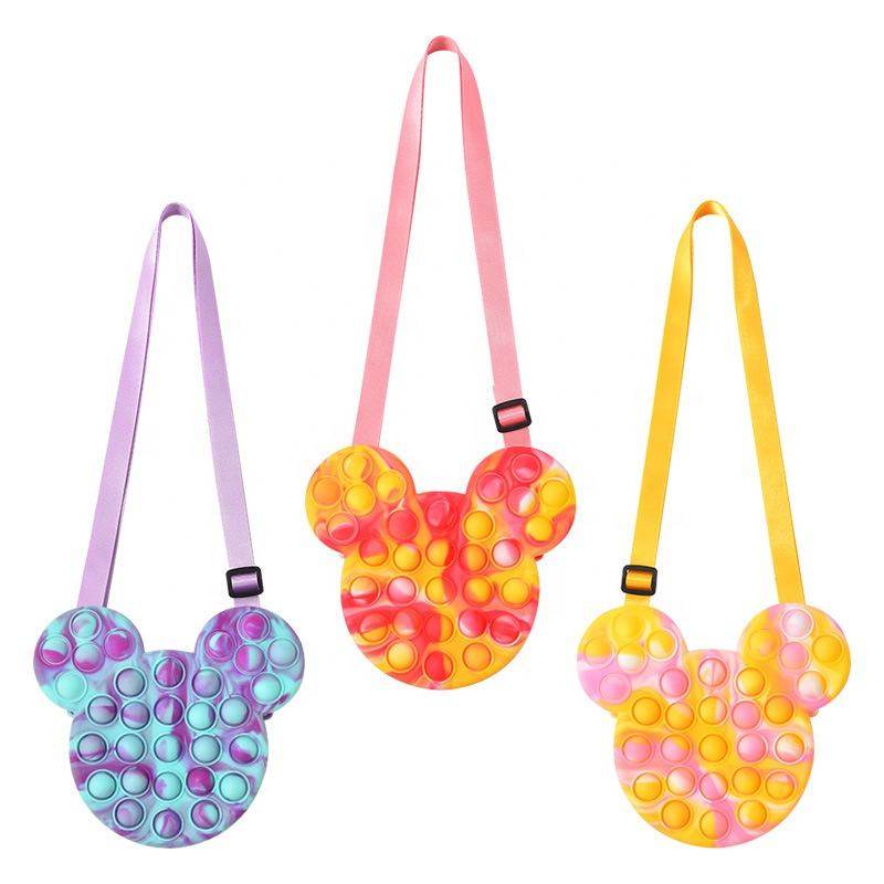 Pop Shoulder Bag Fidget Toys Stress Release Push Popper Bubble Silicone Shoulder Bags Wholesale