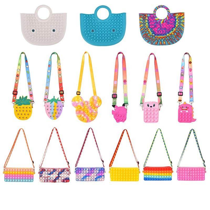 Pop Shoulder Bag Fidget Toys Stress Release Push Popper Bubble Silicone Shoulder Bags Wholesale