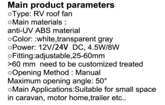 RV Roof Fan