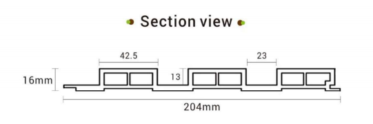 204X14MM  Customized Length Interior WPC Grilles Fluted Wall Panel