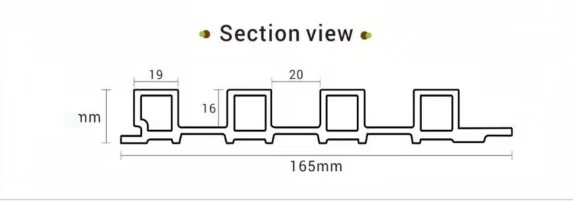 165X23MM     Customized Length Interior WPC Grilles Fluted Wall Panel