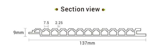 136X9MM       Customized Length Interior WPC Grilles Fluted Wall Panel