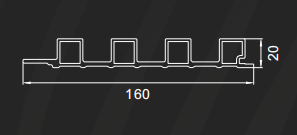 160X20MM Customized Length Interior WPC Grilles Fluted Wall Panel