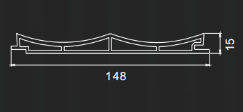 148X15MM   Customized Length Interior WPC Grilles Fluted Wall Panel