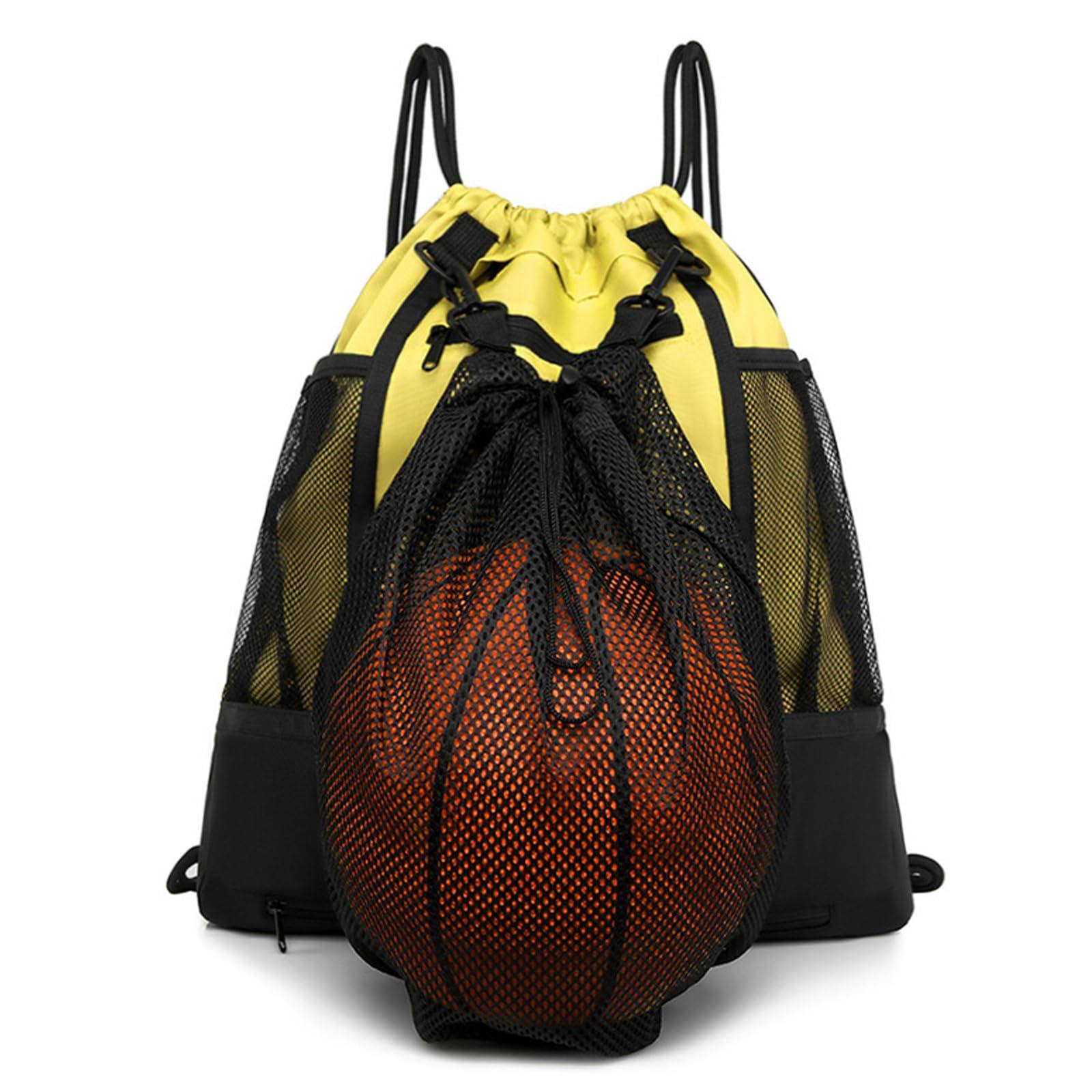 mygreen Drawstring Backpack Sports Gym Bag With Detachable Mesh Ball Bag