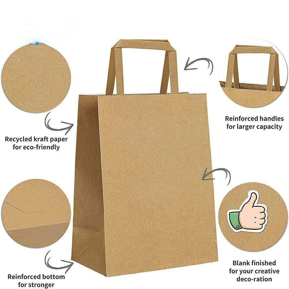 Customized logo take away white food bag fashion shopping bag brown kraft paper bags