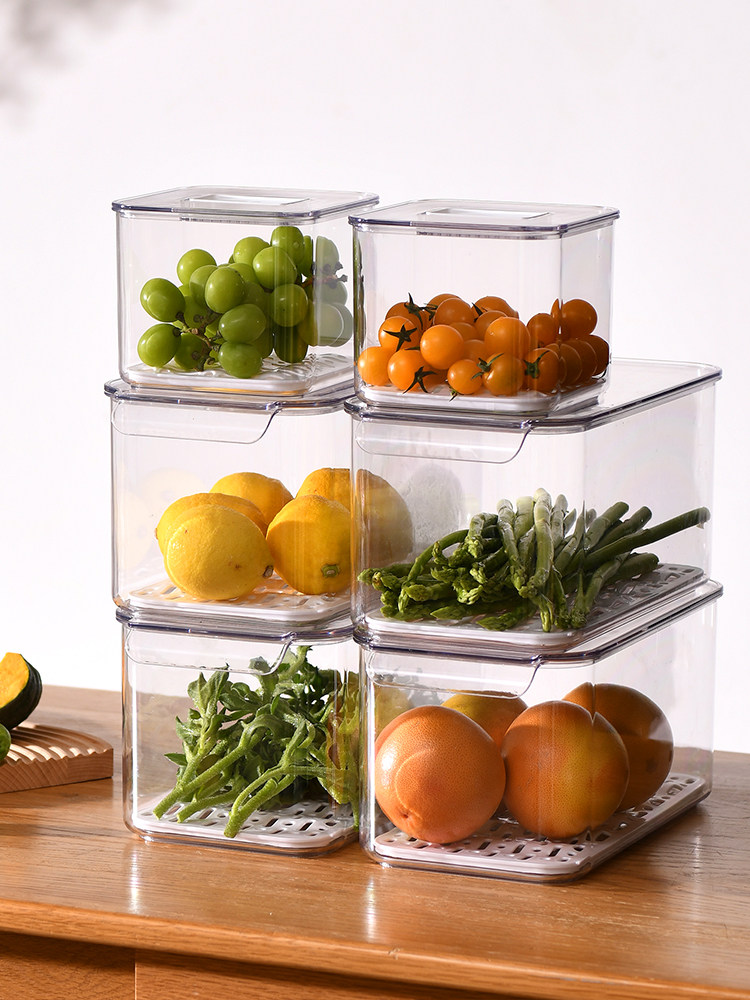 Refrigerator clear plastic vegetable food storage container box