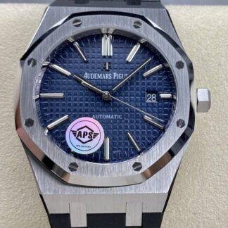 Replica Audemars Piguet Royal Oak 15400 1:1 Best Edition APS Factory Blue Dial Rubber Strap