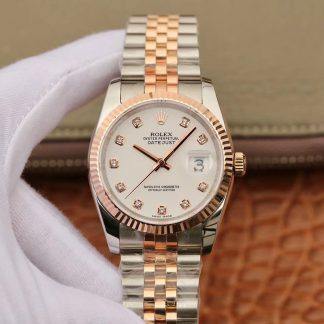 Replica Rolex Date-Just 36mm Stainless Steel Two Tone GM Factory 1:1 Best Edition 18K Gold Wrapped Swiss ETA3135