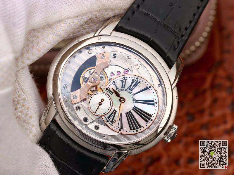 Replica Audemars Piguet Millenary 4101 15350ST.00.D002CR.02 V9 Factory 11 Best Edition Swiss ETA4101 Skeleton Dial Black Leather Strap