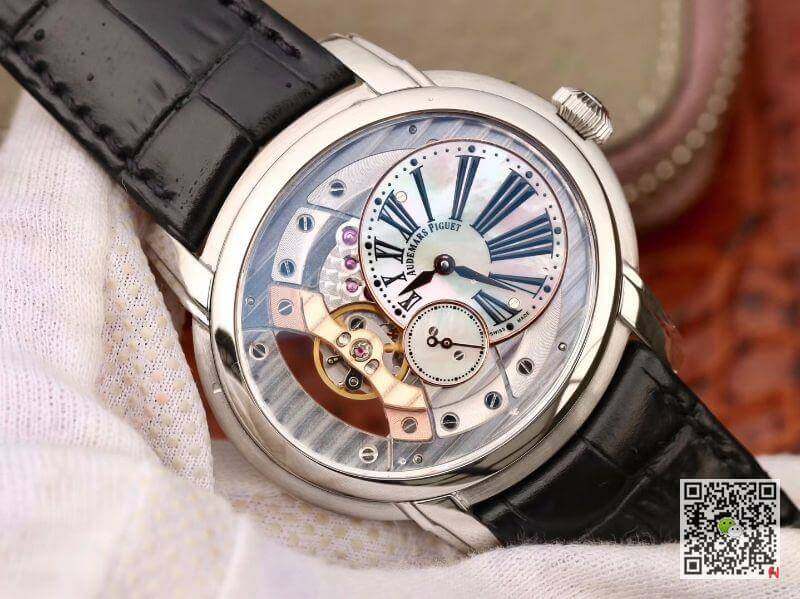 Replica Audemars Piguet Millenary 4101 15350ST.00.D002CR.02 V9 Factory 11 Best Edition Swiss ETA4101 Skeleton Dial Black Leather Strap