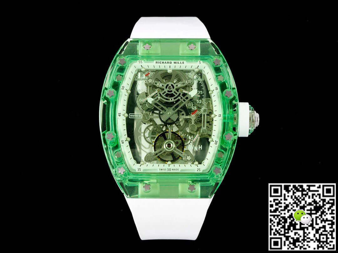 Replica Richard Mille RM 56-01 Tourbillon 11 Best Edition RM Factory Green Transparent Case