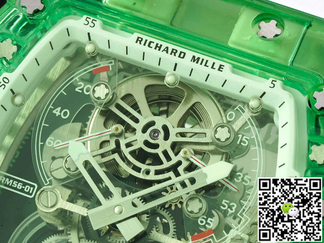 Replica Richard Mille RM 56-01 Tourbillon 11 Best Edition RM Factory Green Transparent Case