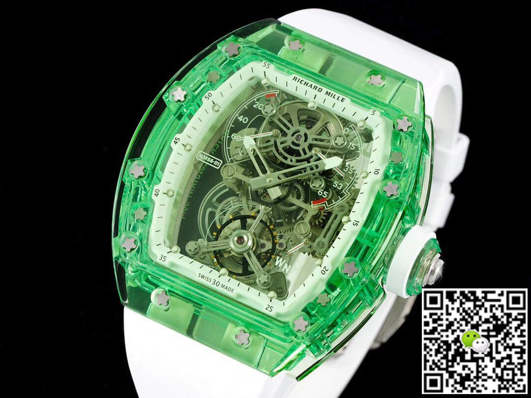 Replica Richard Mille RM 56-01 Tourbillon 11 Best Edition RM Factory Green Transparent Case