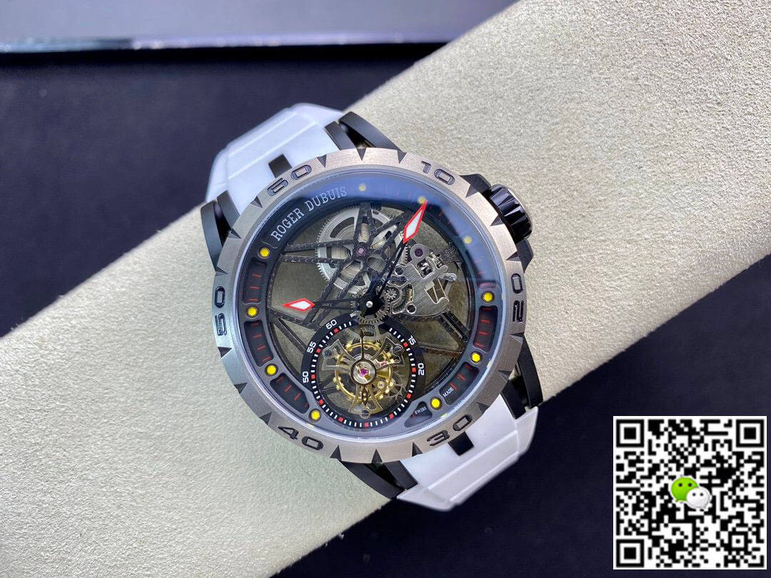 Replica Roger Dubuis Excalibur RDDBEX0549 11 Best Edition BBR Factory Tourbillon White Strap