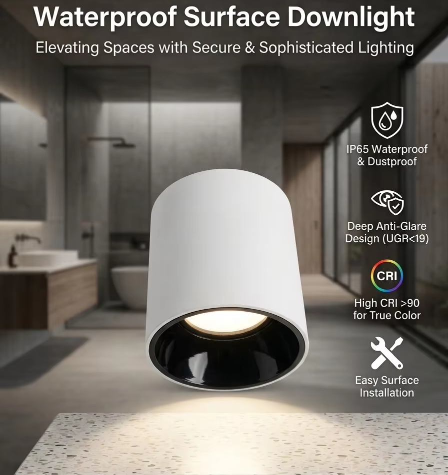 IP65 Waterproof Aluminum LED Indoor Surface Mounted Round Office Downlights