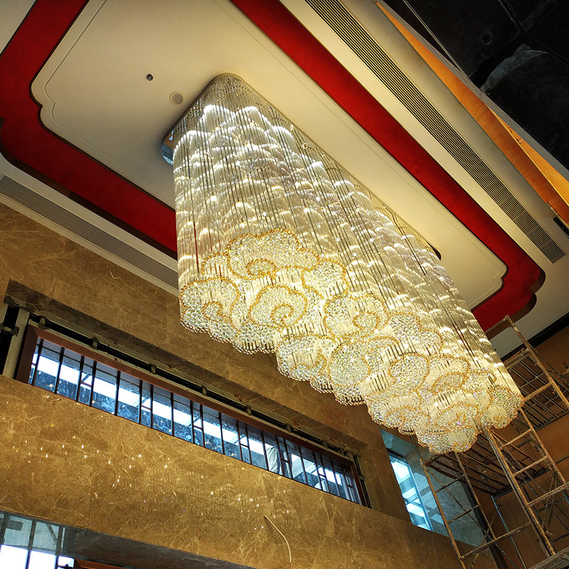 2021 Luxury Flower-shaped Crystal Chandelier Ceiling Light Large Pendent for Lobby_algz_1600143086706