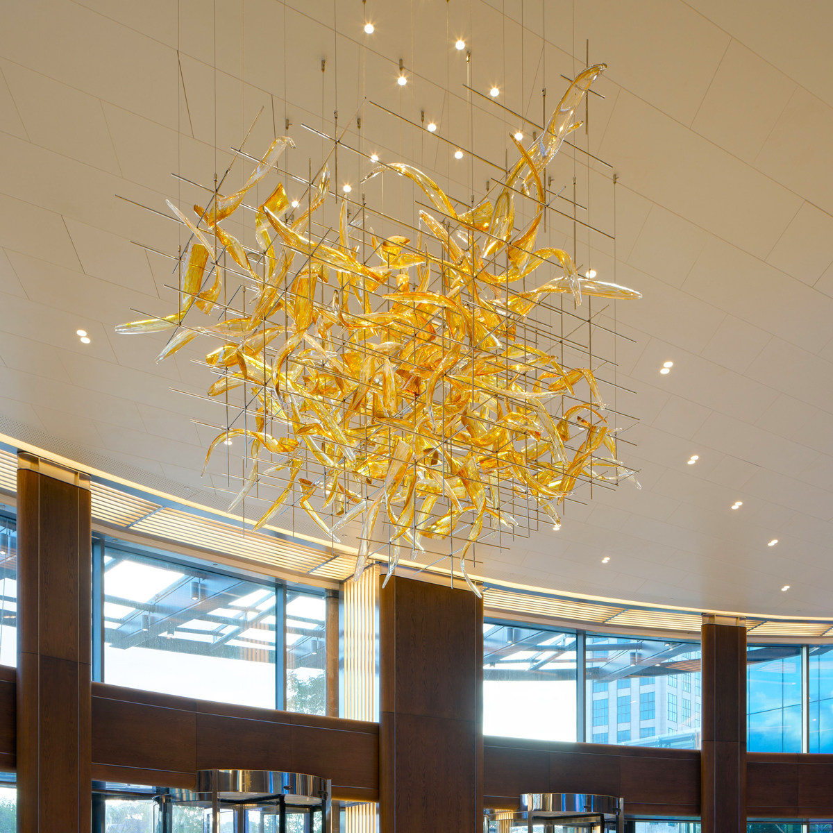 2021 round luxury Hotel engineering art yellow glass chandelier_algz_1600693106394