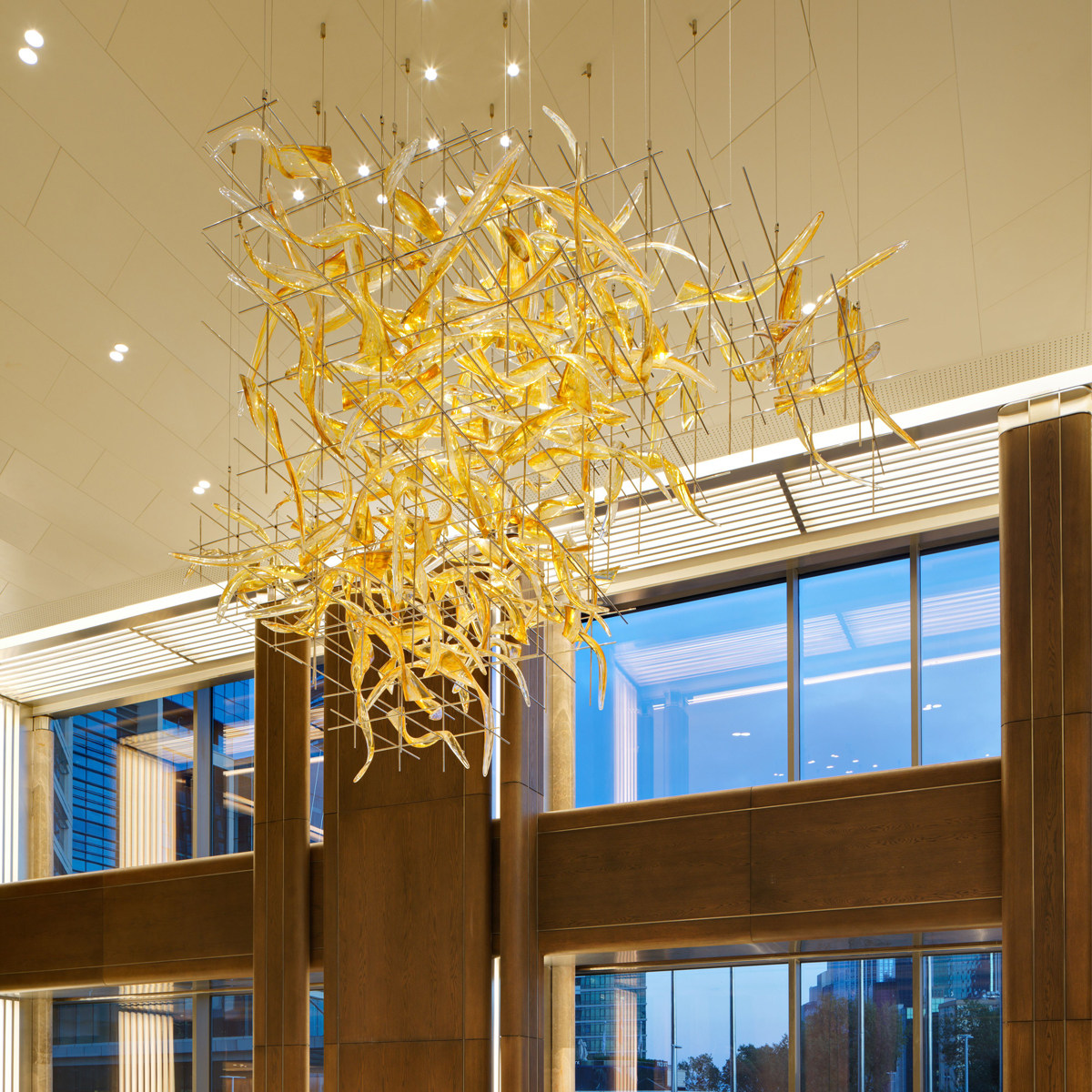 2021 round luxury Hotel engineering art yellow glass chandelier_algz_1600693106394