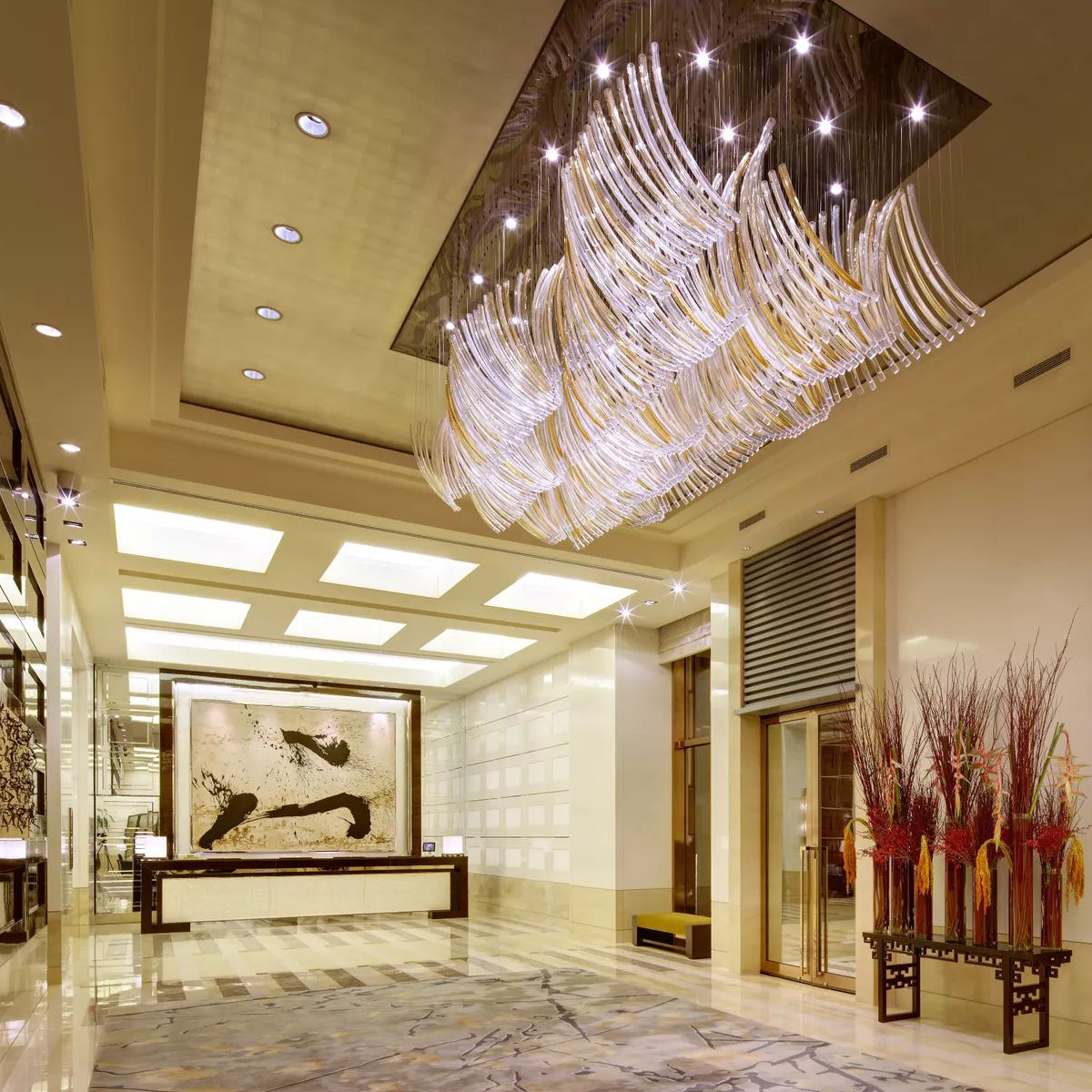 2022 minimalist hotel lobby modern transparent art glass chandelier_algz_1600703164494