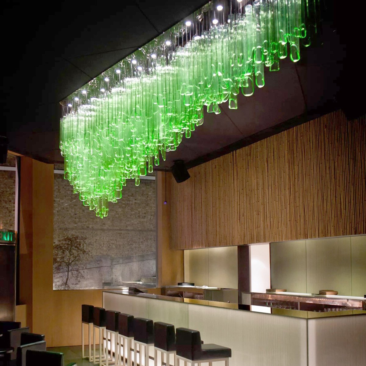 Chandelier restaurant hotel art transparent long green glass chandelier_algz_1600761829572