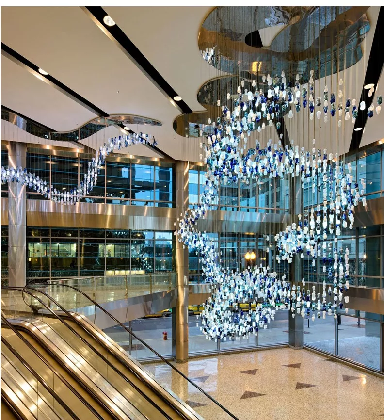 Cheap price lobby decoration glass modern crystal luxury led chandelier pendant light_algz_1600713135493