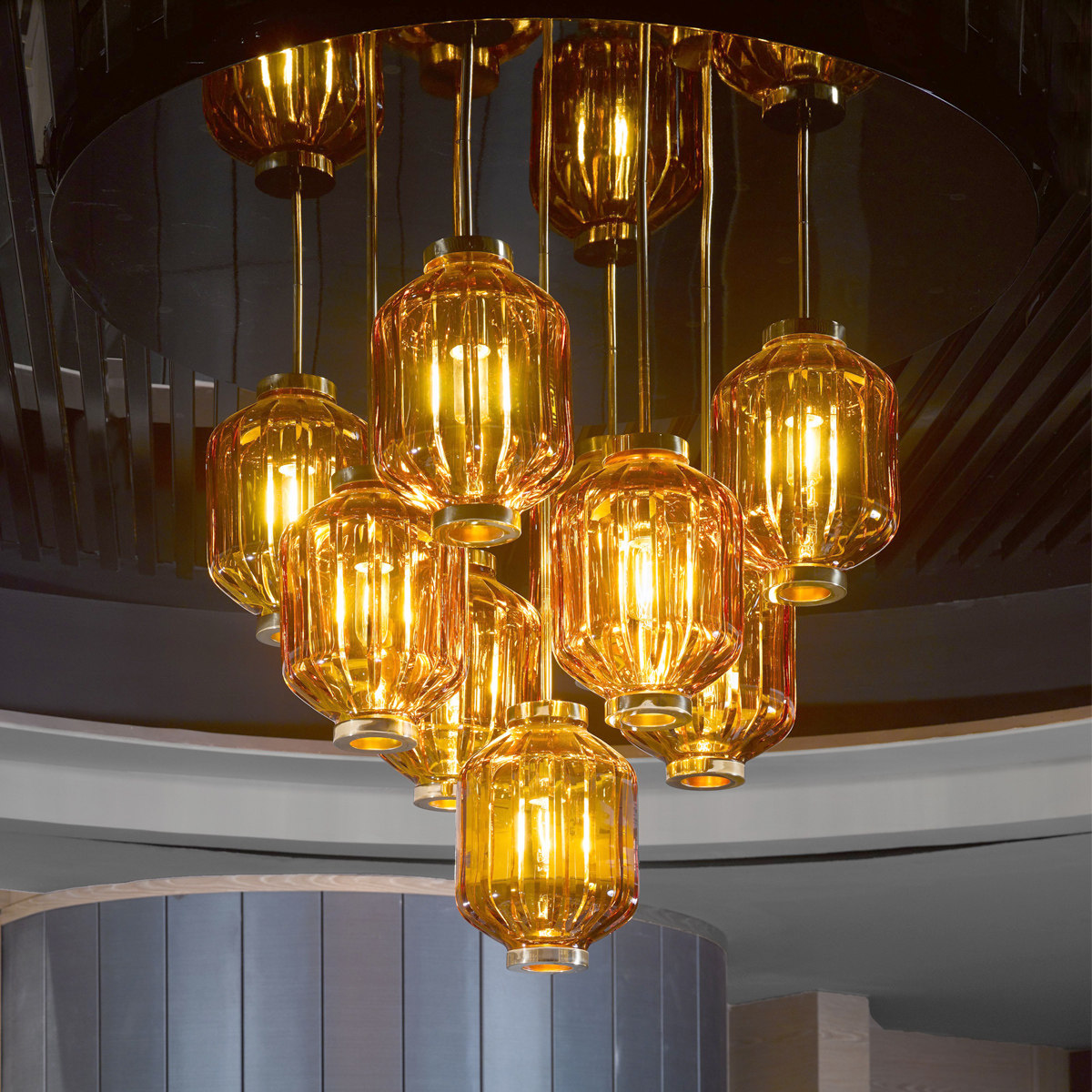 Chinese-made retro lantern gold glass chandelier for hotel restaurant_algz_1600776038361