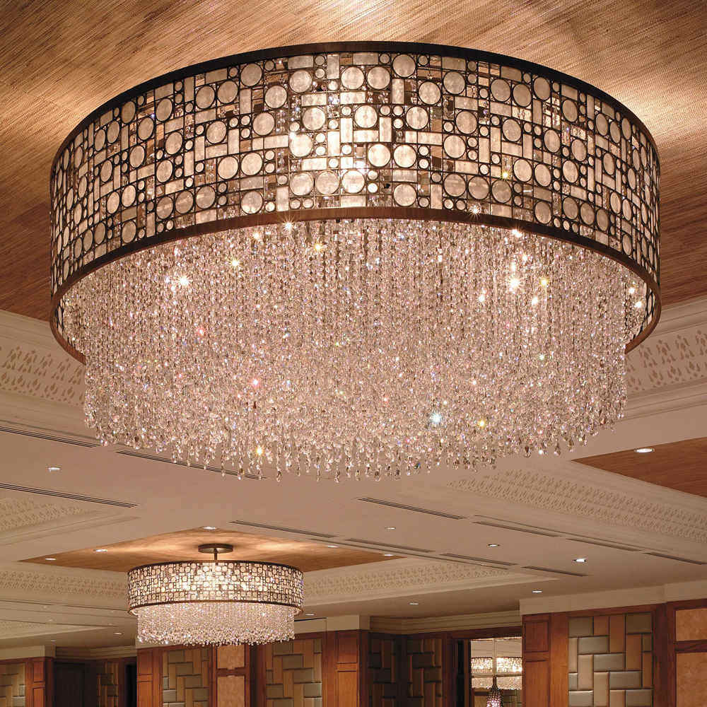 Classical style large embedded circular crystal chandelier used in hotel restaurants and banquet halls_algz_1600803046538