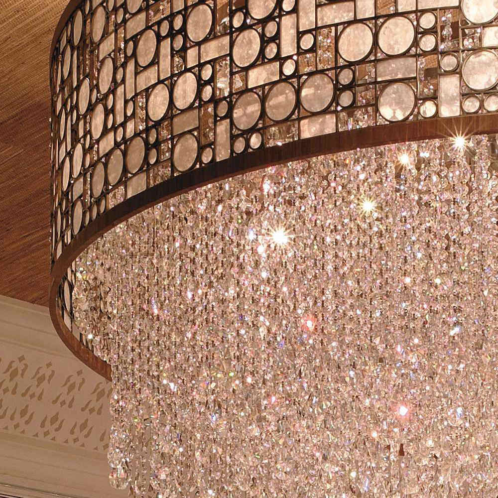 Classical style large embedded circular crystal chandelier used in hotel restaurants and banquet halls_algz_1600803046538