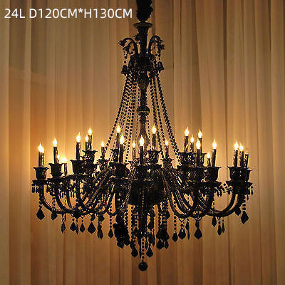 Black chandelier for hotel lobby crystal pendant light big chandelier villa hall luxury atmosphere living room lamp crystal lamp_algz_62460940912