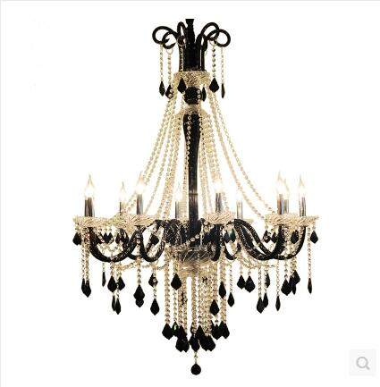 Black chandelier for hotel lobby crystal pendant light big chandelier villa hall luxury atmosphere living room lamp crystal lamp_algz_62460940912