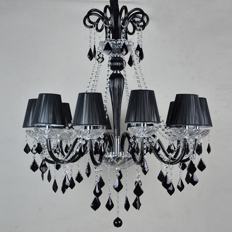 Black chandelier for hotel lobby crystal pendant light big chandelier villa hall luxury atmosphere living room lamp crystal lamp_algz_62460940912