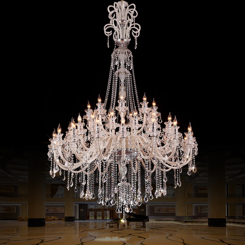 Candle crystal chandelier modern luxury villa spiral staircase pendant lamp hotel lobby project large chandeliers_algz_1600247835417