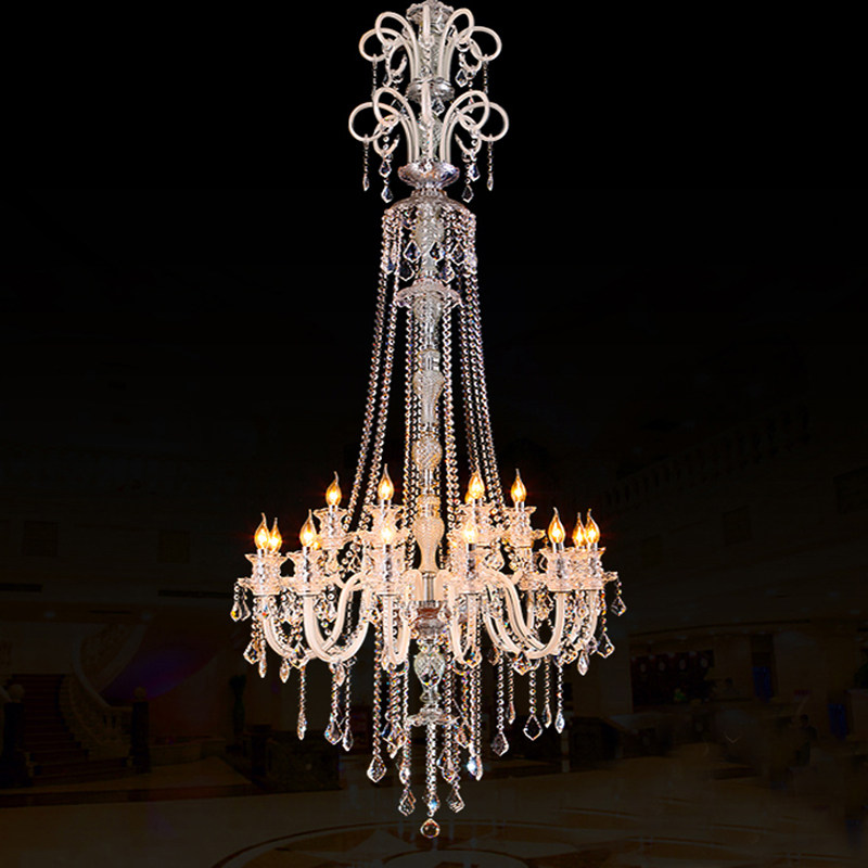 Candle crystal chandelier modern luxury villa spiral staircase pendant lamp hotel lobby project large chandeliers_algz_1600247835417