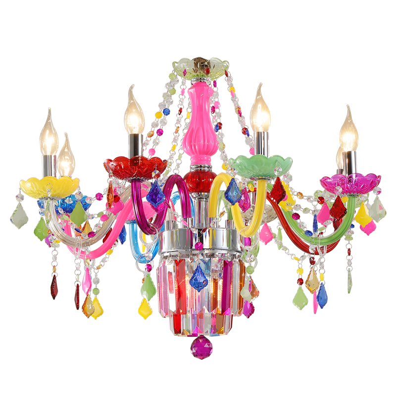 Color modern creative living room candle crystal chandelier clothing store shopping mall wedding decoration pendant lamp_algz_62375465501