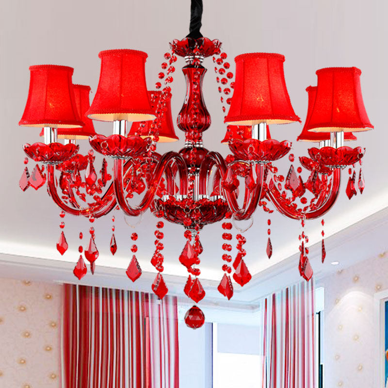 Contemporary crystal chandelier home bedroom romantic lighting wedding banquet hall venue red crystal pendant light decoration_algz_1600224030599