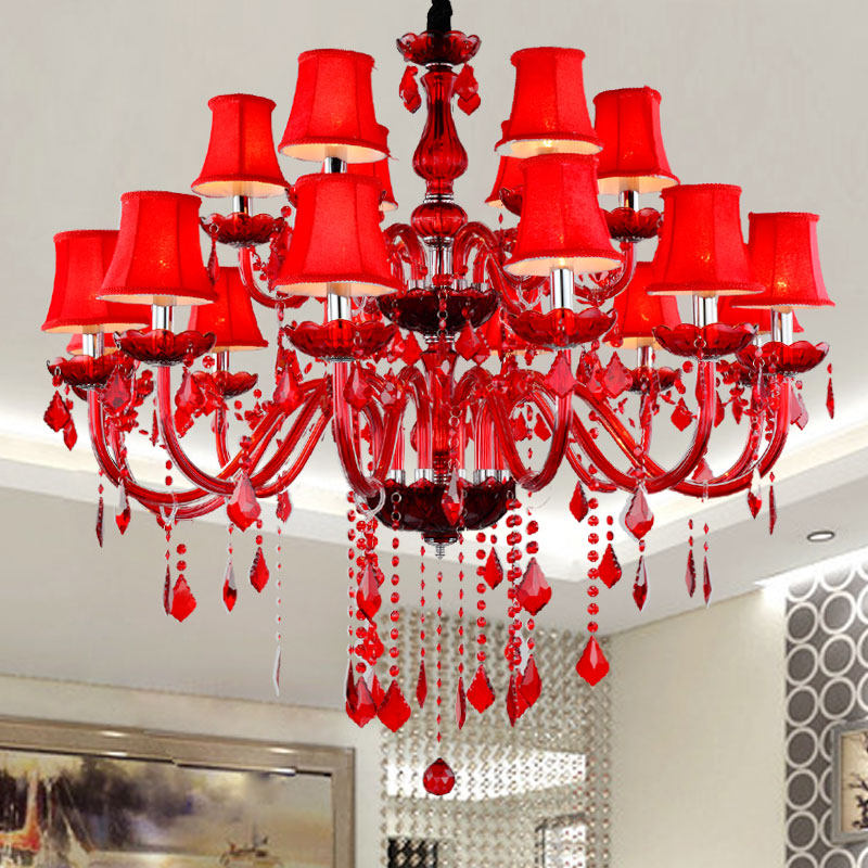 Contemporary crystal chandelier home bedroom romantic lighting wedding banquet hall venue red crystal pendant light decoration_algz_1600224030599