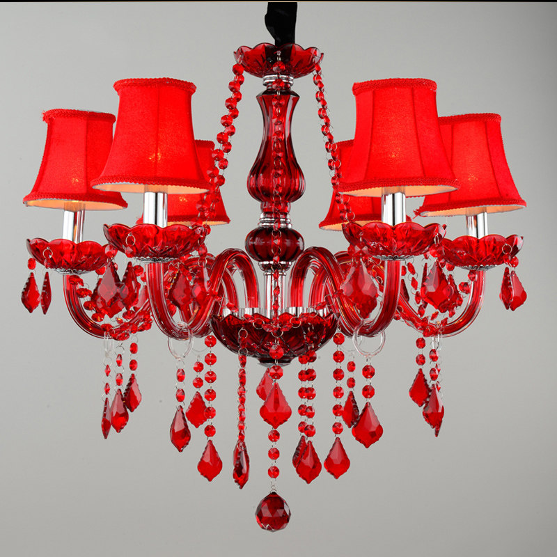 Contemporary crystal chandelier home bedroom romantic lighting wedding banquet hall venue red crystal pendant light decoration_algz_1600224030599