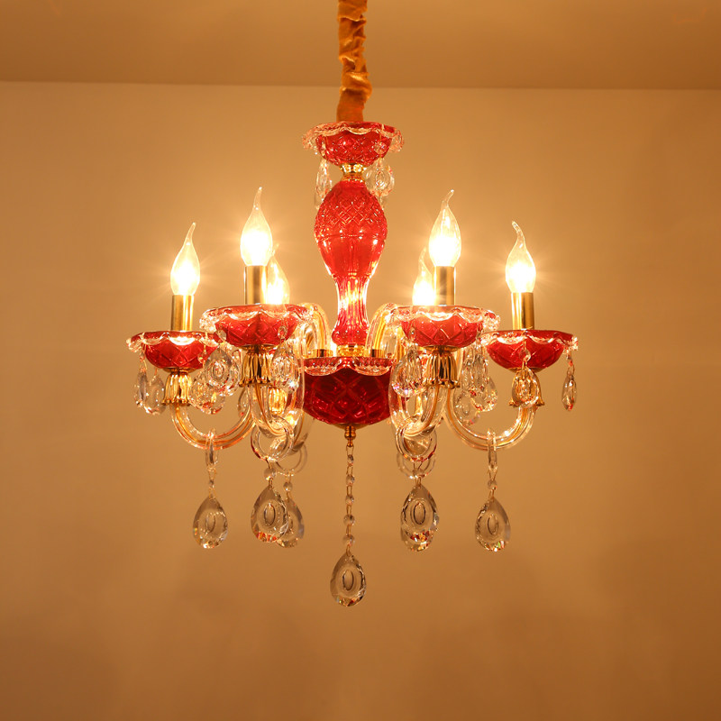 Contemporary interior red chandelier living room bedroom kitchen pendant lamp crystal hotel banquet hall decorative lighting_algz_11000000916725