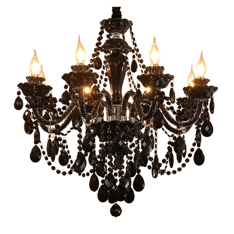 Contemporary K9 crystal chandelier black simple home living room bedroom crystal decorative chandelier indoor lighting lamp_algz_1600221898600