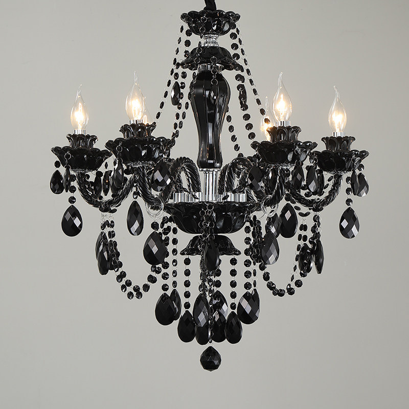 Contemporary K9 crystal chandelier black simple home living room bedroom crystal decorative chandelier indoor lighting lamp_algz_1600221898600