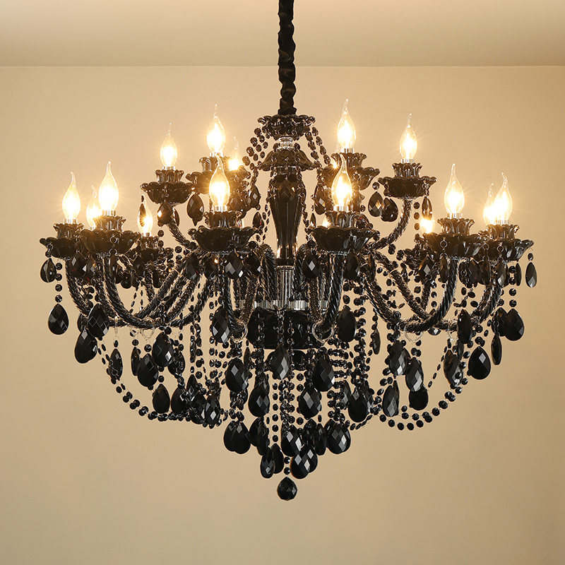 Contemporary K9 crystal chandelier black simple home living room bedroom crystal decorative chandelier indoor lighting lamp_algz_1600221898600