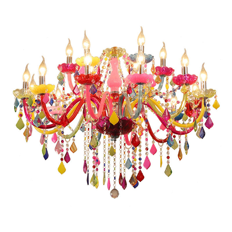 Contemporary modern colorful candle crystal lights luxury hanging lighting children chandeliers and lamps banquet pendant lamp_algz_60798232480