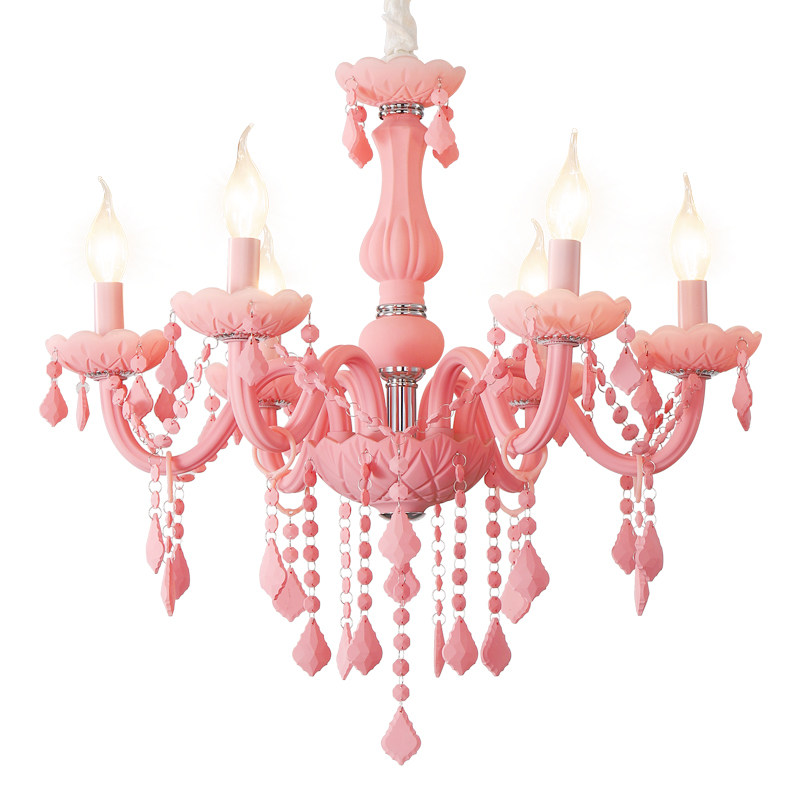 Contemporary pink crystal chandelier macaron sweet girl princess room ceiling lamp fashion home living room decoration lighting_algz_1600224544879