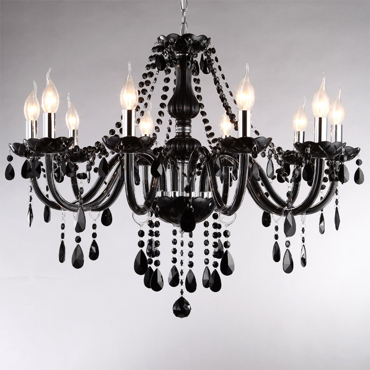 Contemporary simple black candle crystal chandelier home living room bedroom dining room crystal lamp decorative lighting_algz_1600217395987