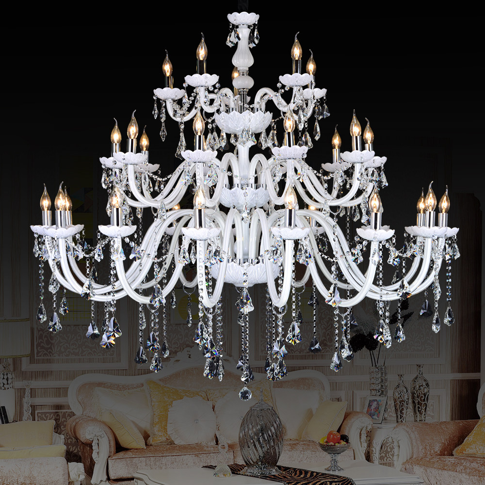 Contemporary white simple crystal chandelier modern living room restaurant hotel lobby pendant lamp atmospheric decoration light_algz_1600244034227