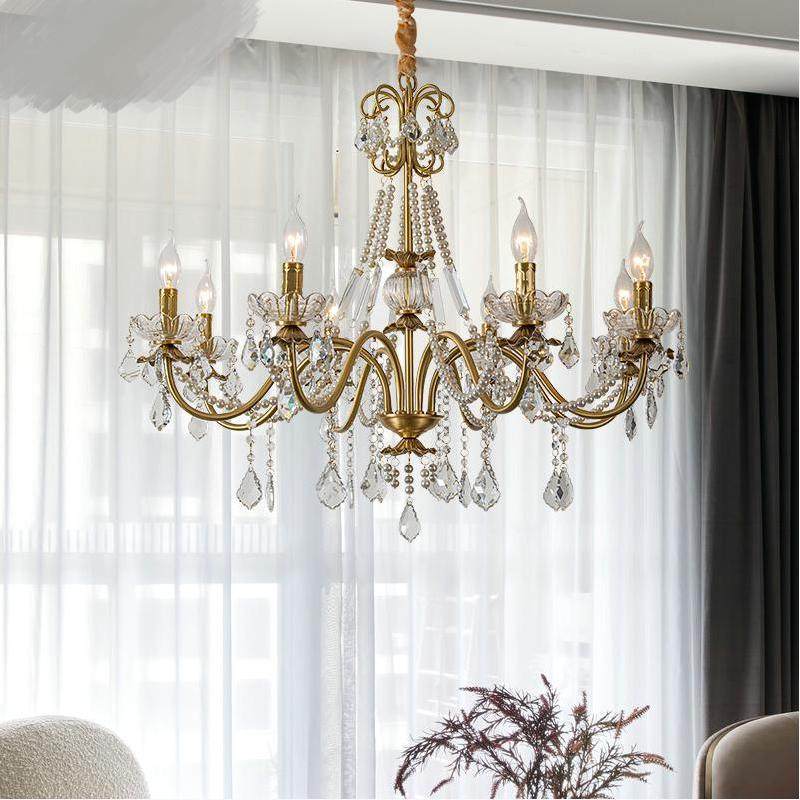 Copper Chandeliers Decorative Villa Hall Pendant Lights Copper Candles Lantern Rococo France Ceiling Lamp_algz_1600552764912